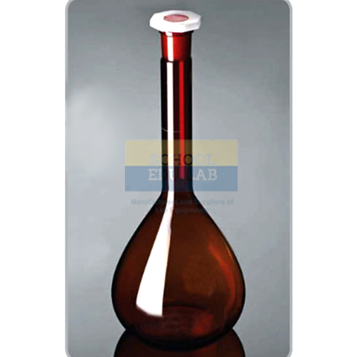 Amber Volumetric Flask, Unserialized With Polyethylene Stopper